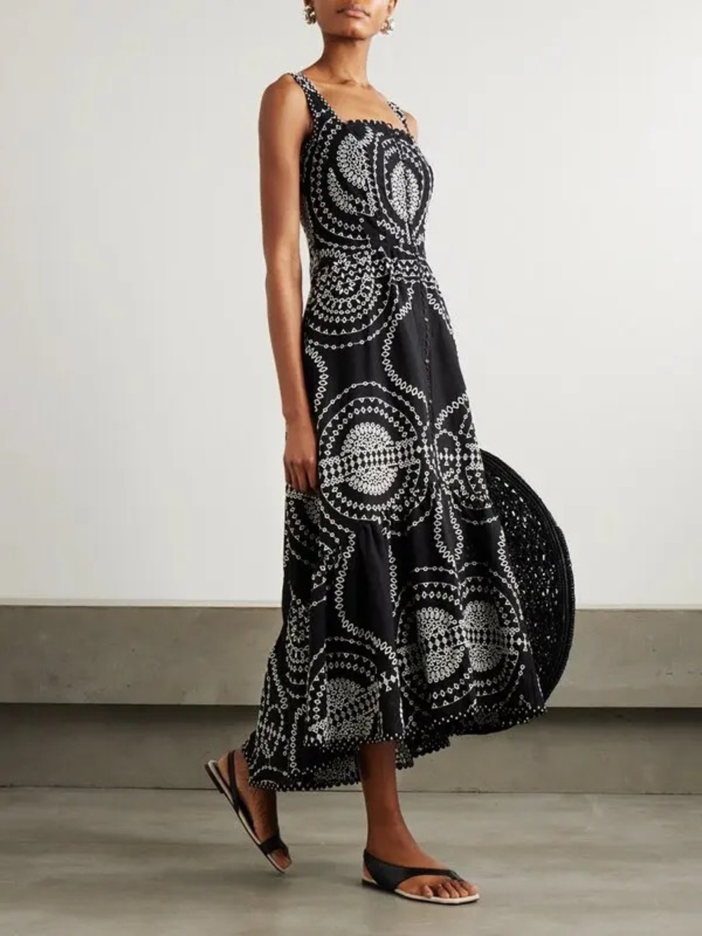 REVOLVE Black & White Patterned Midi Dress